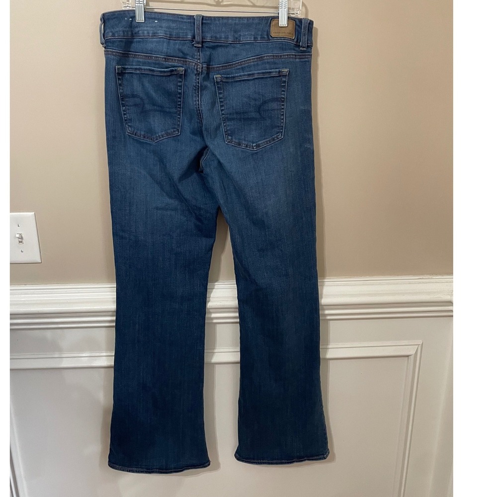 American Eagle Super Stretch Artist Flare Jeans Size 14 Long Medium Blue Wash - Picture 2 of 8